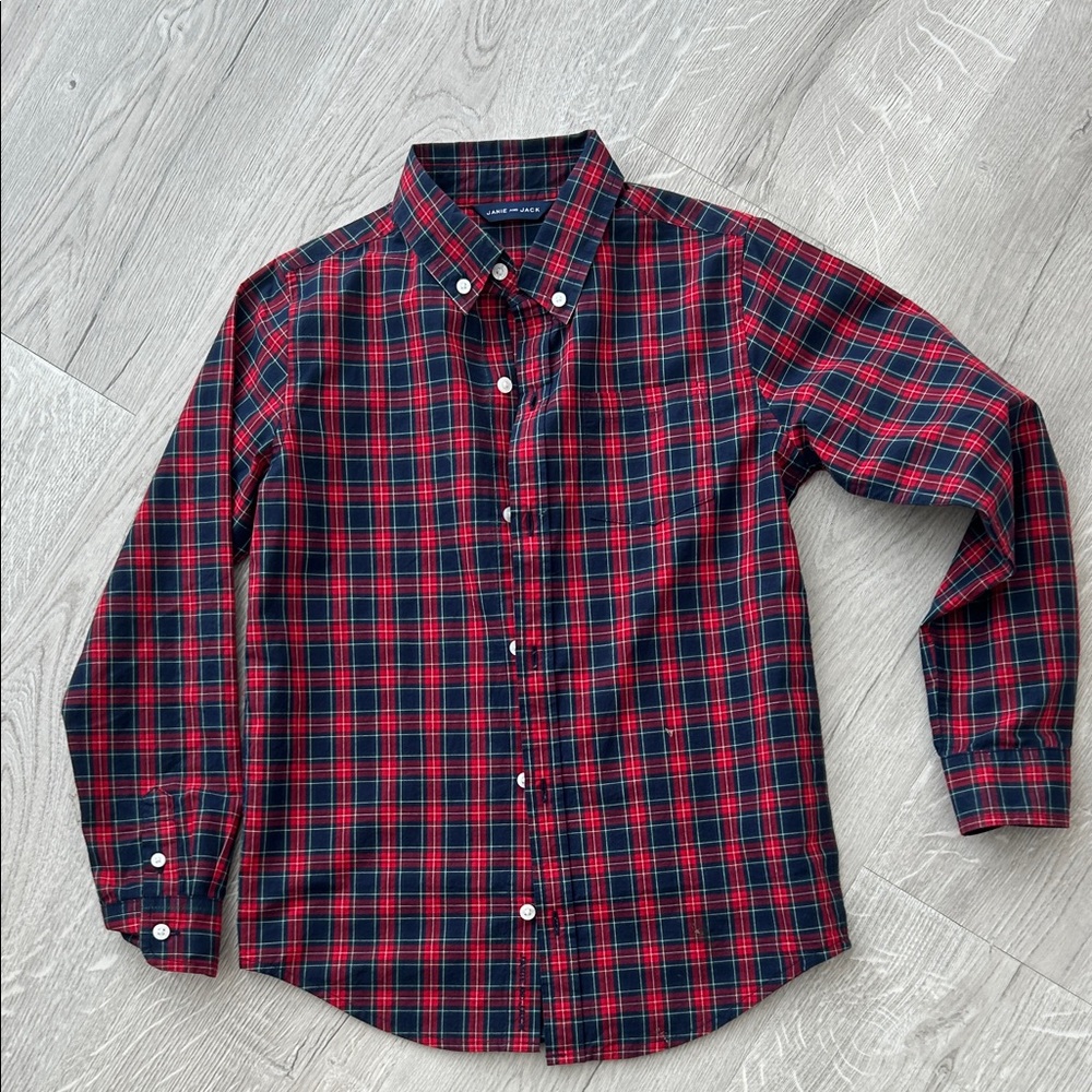 Janie and Jack Boys Red Plaid Shirt